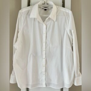 Lands' End Women's White “No Iron” Button Down Shirt